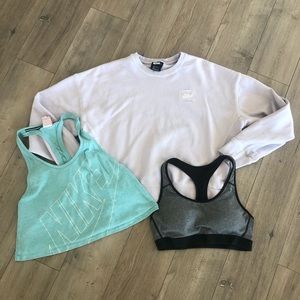 Nike 3 piece set tank, sports bra, & sweatshirt